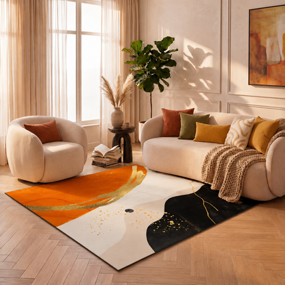 Washable Polyester Abstract Modern Rectangular Rug | Velantro