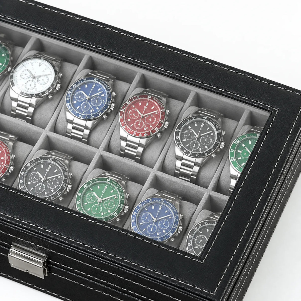 Watch Box with Clear Display Lid Removable Cushions and Lock