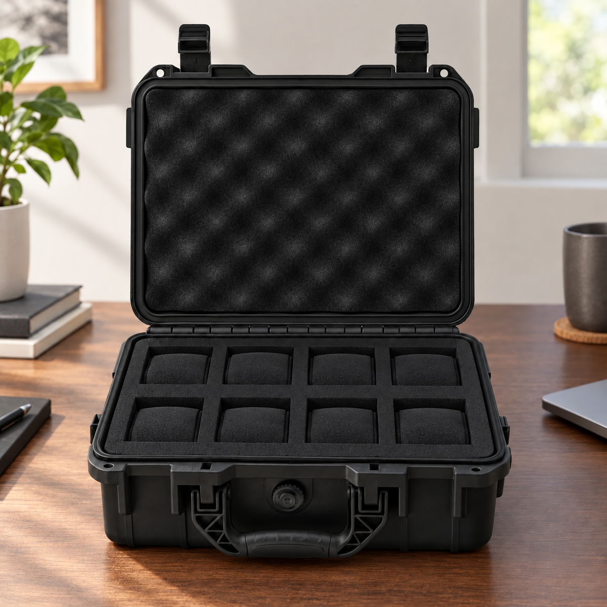 Watch Box with Hard Shell Carry Handle and Protective Foam Interior