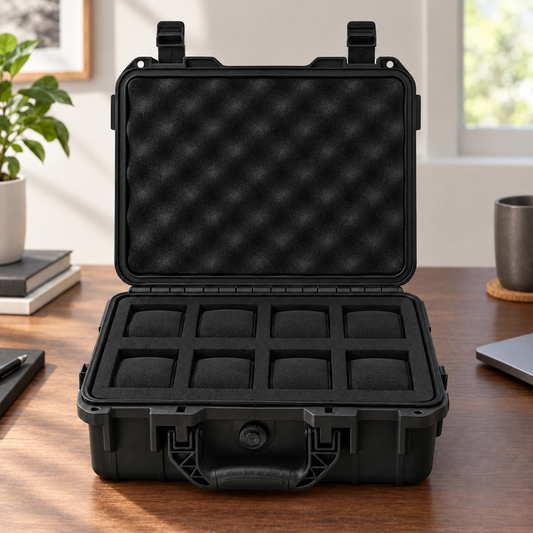 Watch Box with Hard Shell Carry Handle and Protective Foam Interior