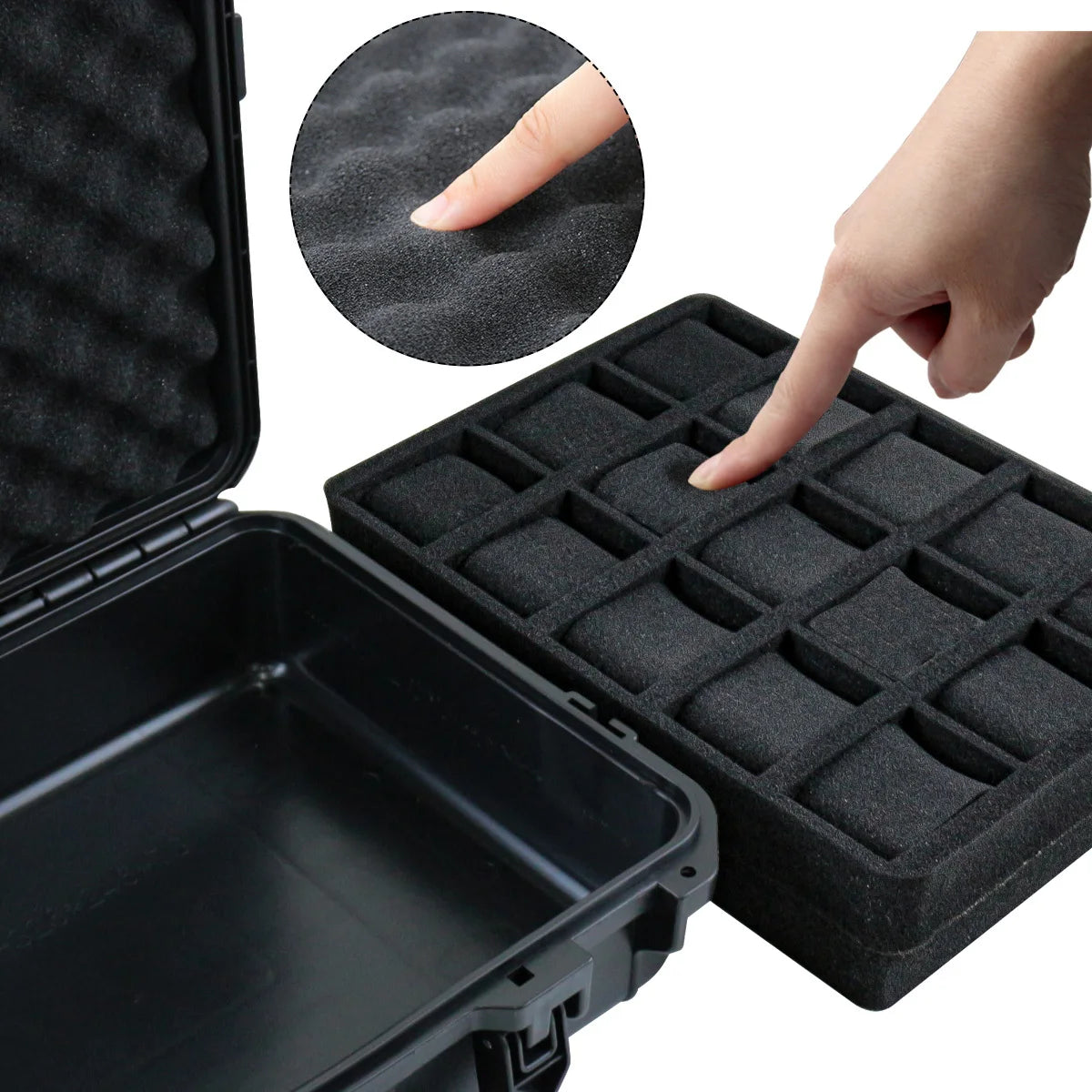 Watch Box with Hard Shell Carry Handle and Protective Foam Interior
