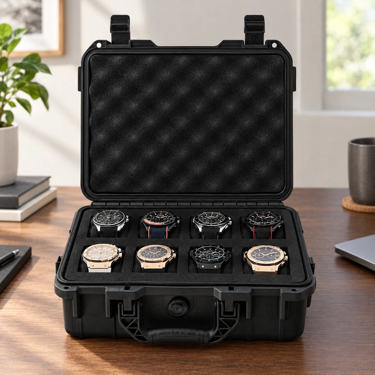 Watch Box with Hard Shell Carry Handle and Protective Foam Interior