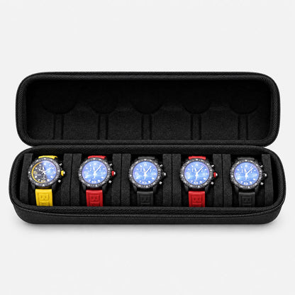 Watch Travel Case with 5 Slots and Zipper Closure