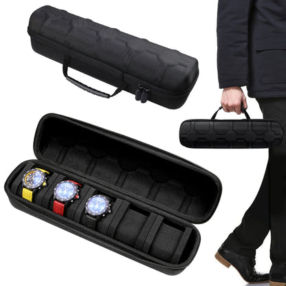 Watch Travel Case with 5 Slots and Zipper Closure