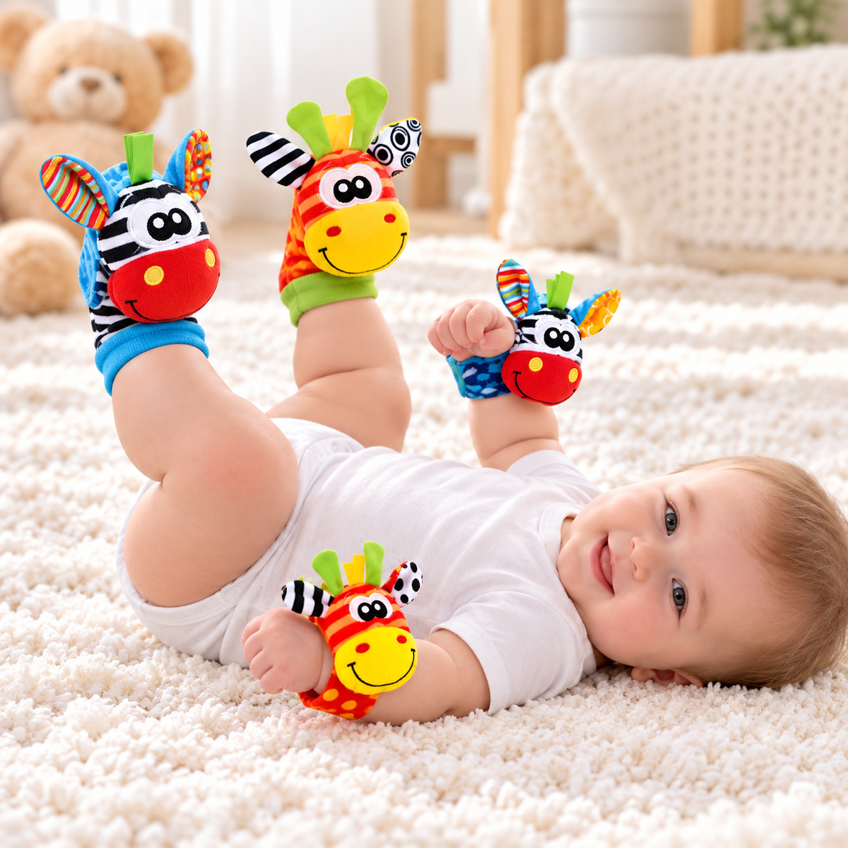 Wearable Baby Rattle Socks and Wrist Toys for Kids