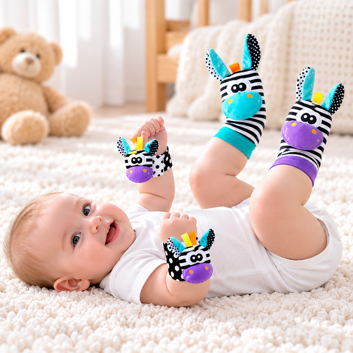 Wearable Baby Rattle Socks and Wrist Toys for Kids