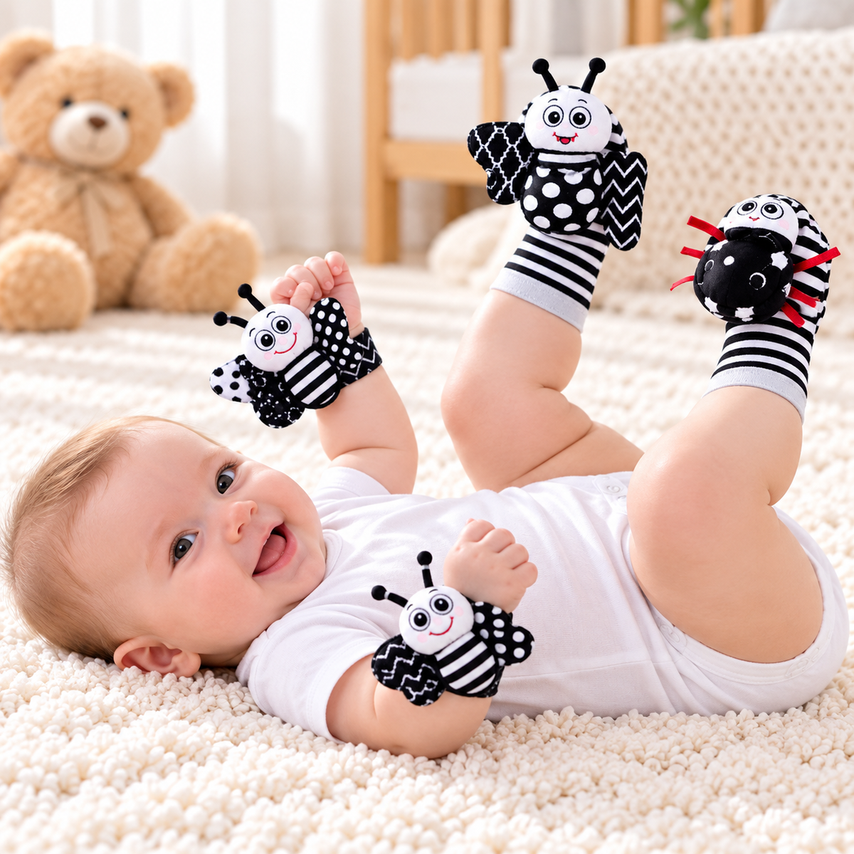 Wearable Baby Rattle Socks and Wrist Toys for Kids