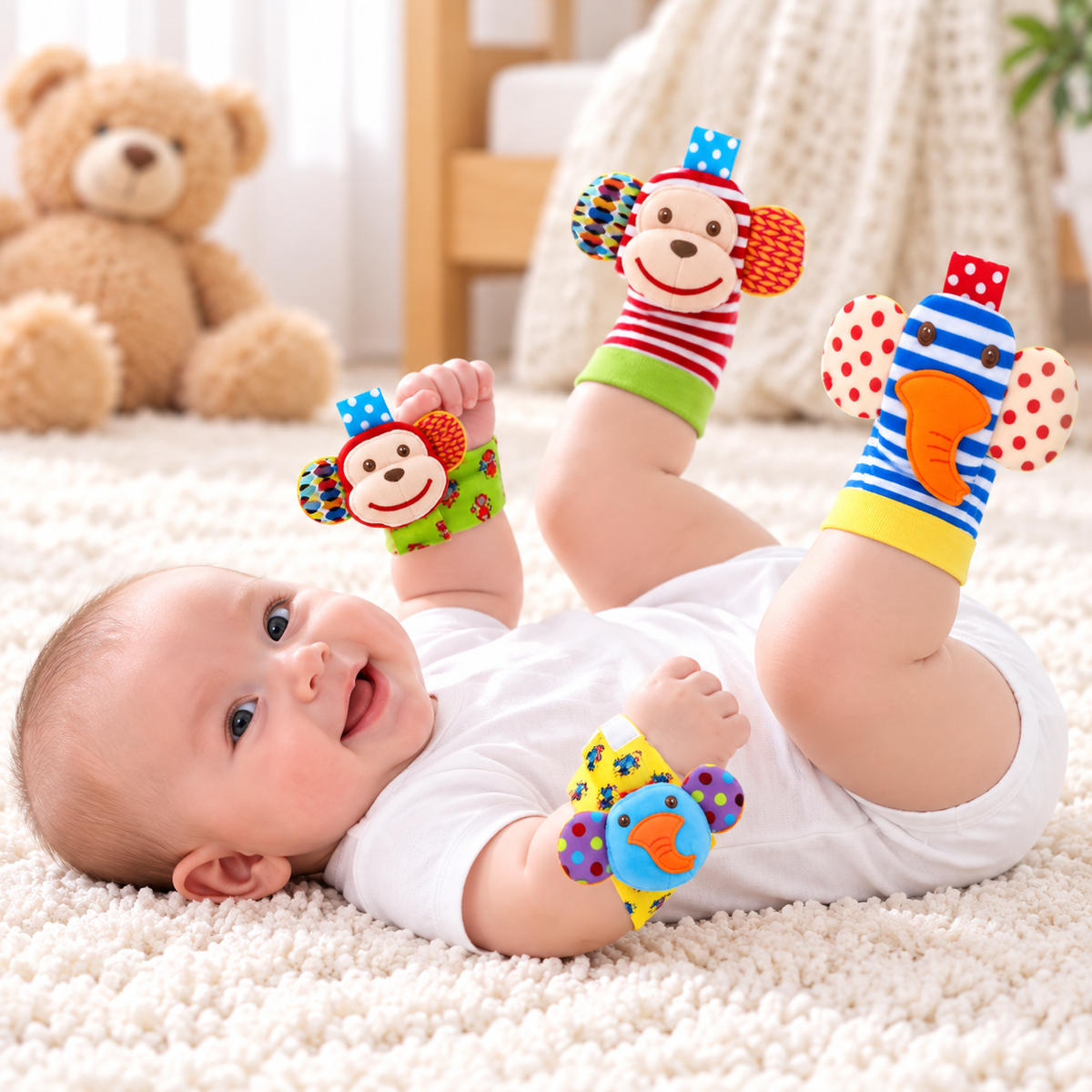 Wearable Baby Rattle Socks and Wrist Toys for Kids