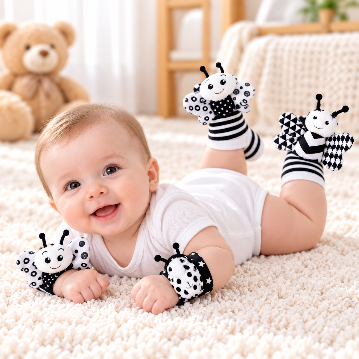 Wearable Baby Rattle Socks and Wrist Toys for Kids