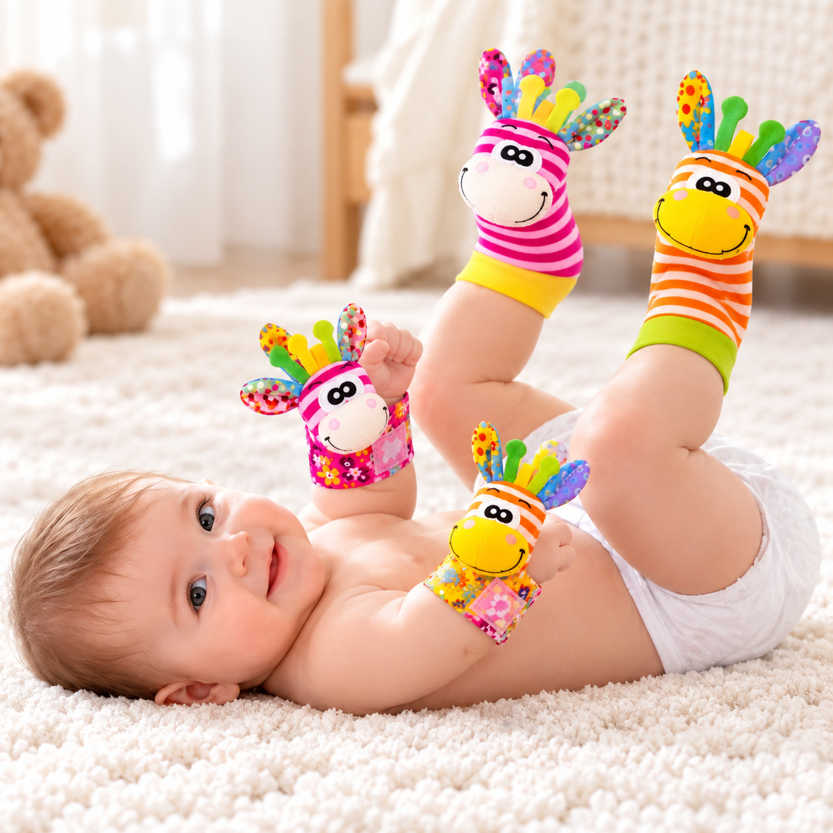 Wearable Baby Rattle Socks and Wrist Toys for Kids
