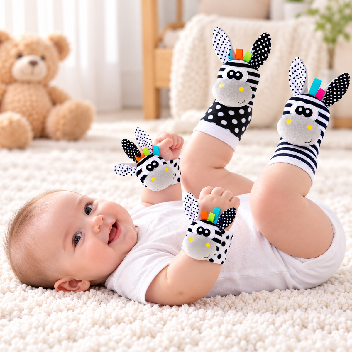 Wearable Baby Rattle Socks and Wrist Toys for Kids