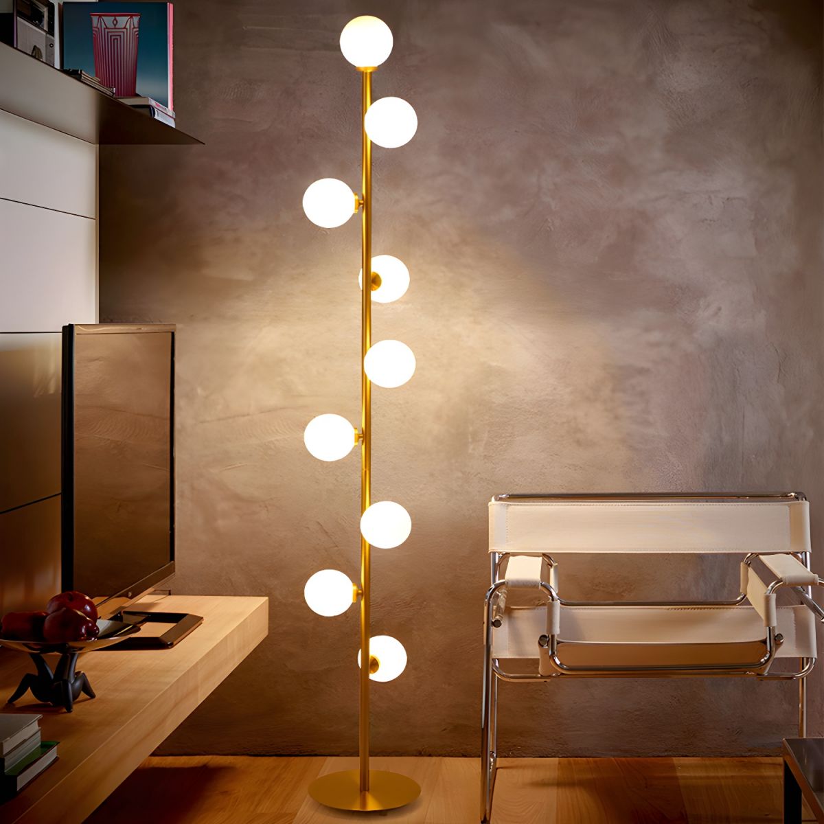 White Glass Nine Light Floor Lamp Reading Design | Talmiro
