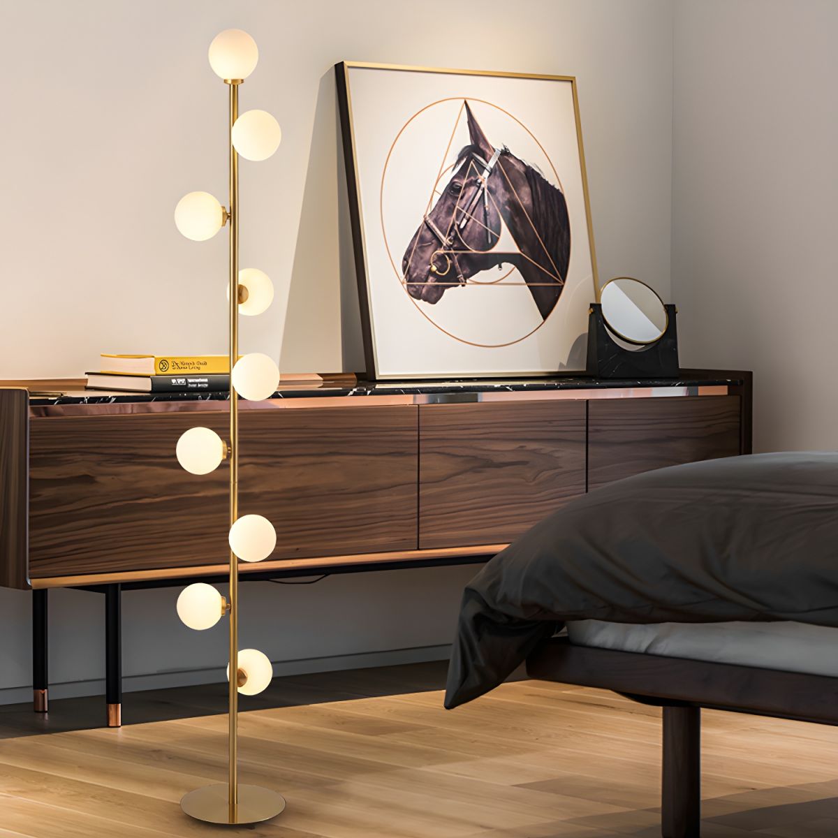 White Glass Nine Light Floor Lamp Reading Design | Talmiro