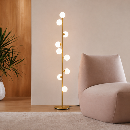 White Glass Nine Light Floor Lamp Reading Design | Talmiro