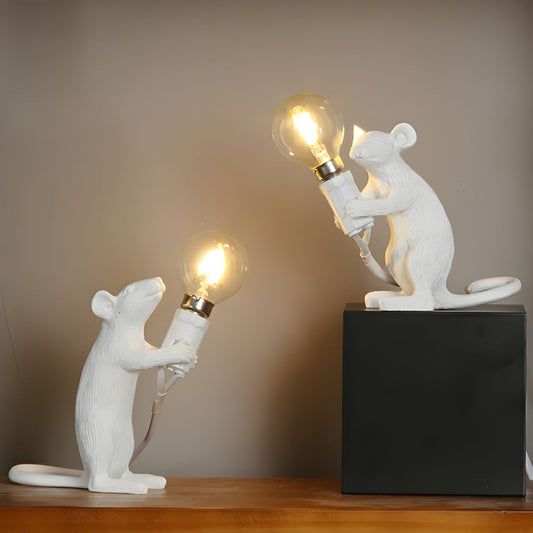 White Resin Nordic Mouse Table Lamp Art Deco Style | Lumirex