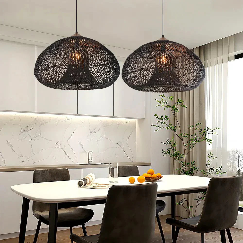 Wisteria Rattan Japandi Pendant Light Fixture | Ravena
