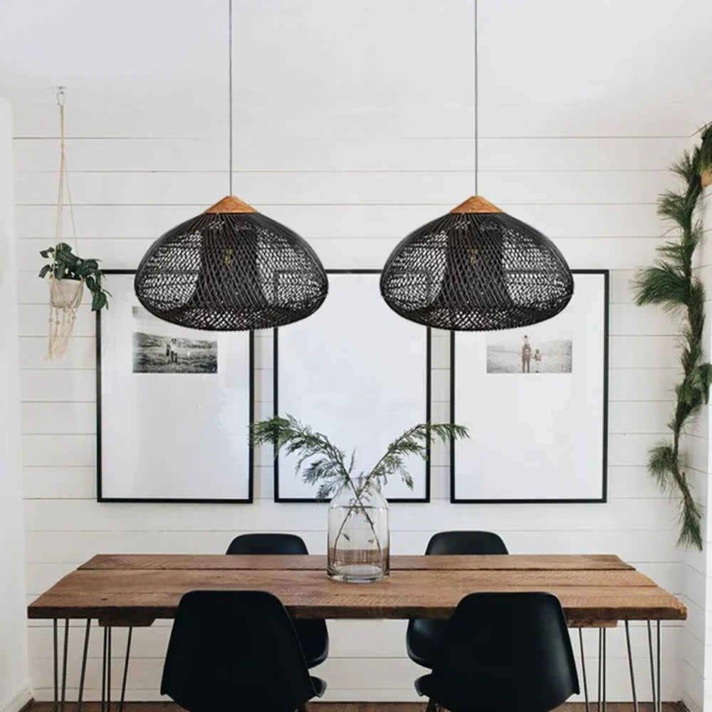 Wisteria Rattan Japandi Pendant Light Fixture | Ravena
