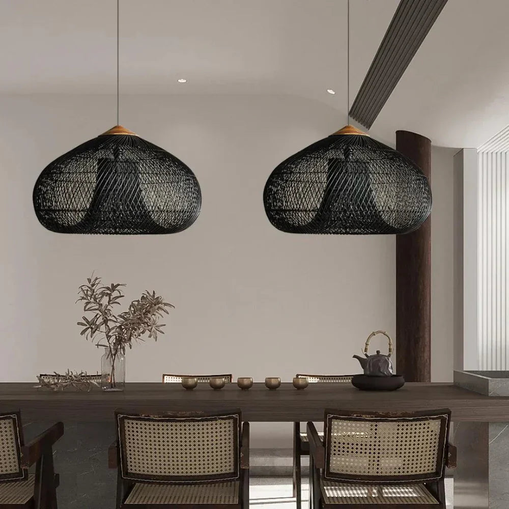 Wisteria Rattan Japandi Pendant Light Fixture | Ravena