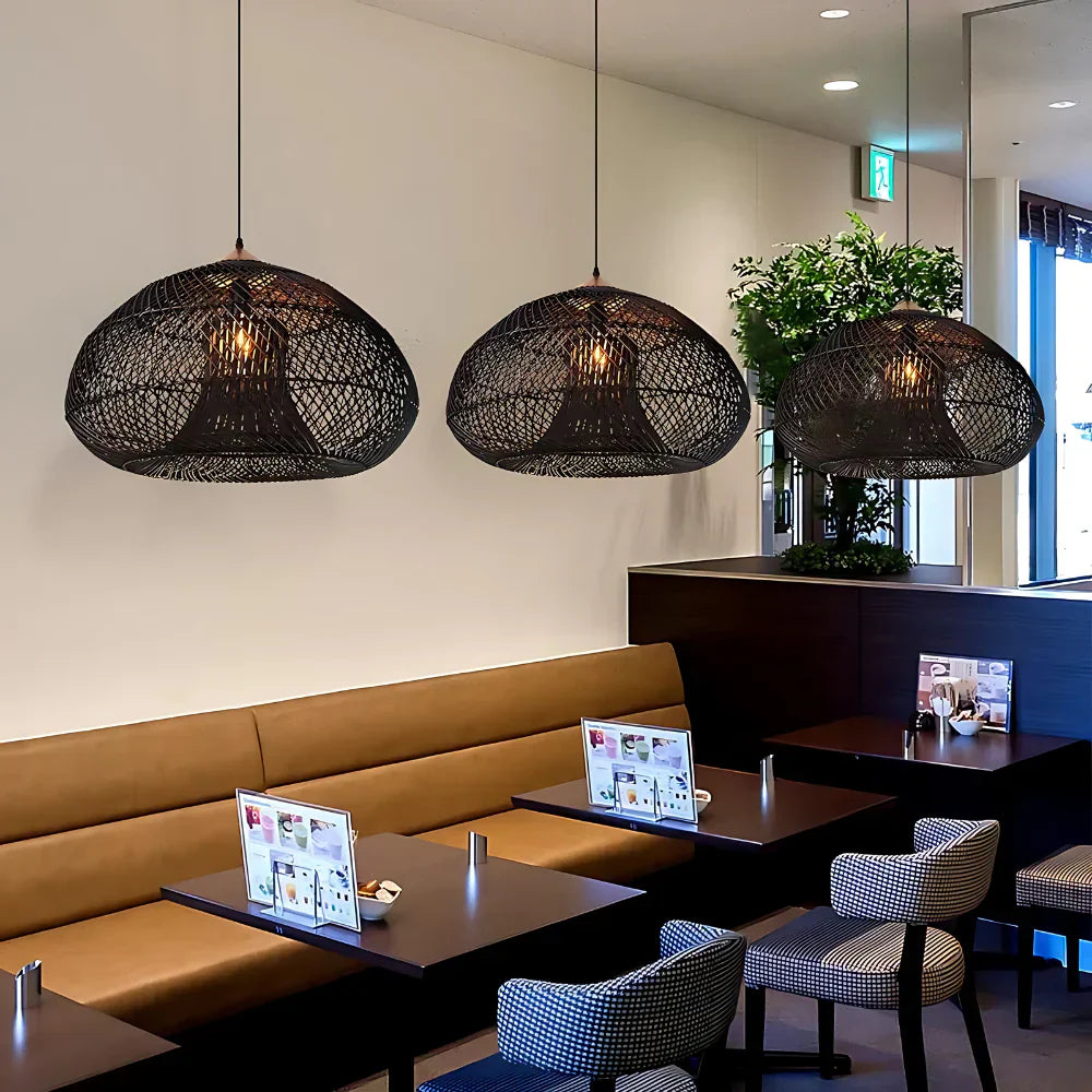 Wisteria Rattan Japandi Pendant Light Fixture | Ravena