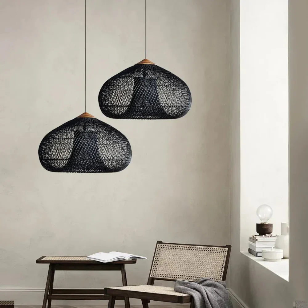Wisteria Rattan Japandi Pendant Light Fixture | Ravena