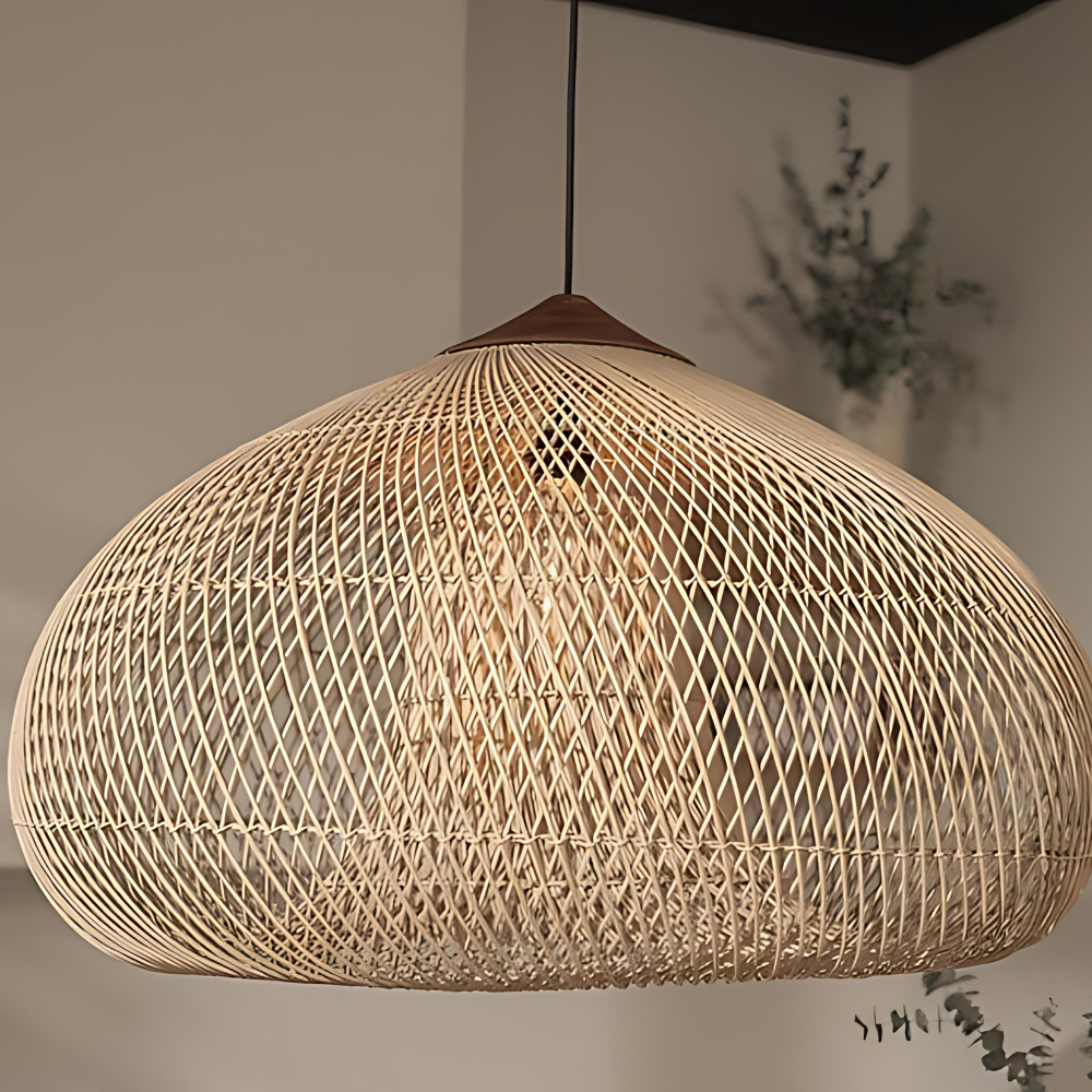Wisteria Rattan Japandi Pendant Light Fixture | Ravena