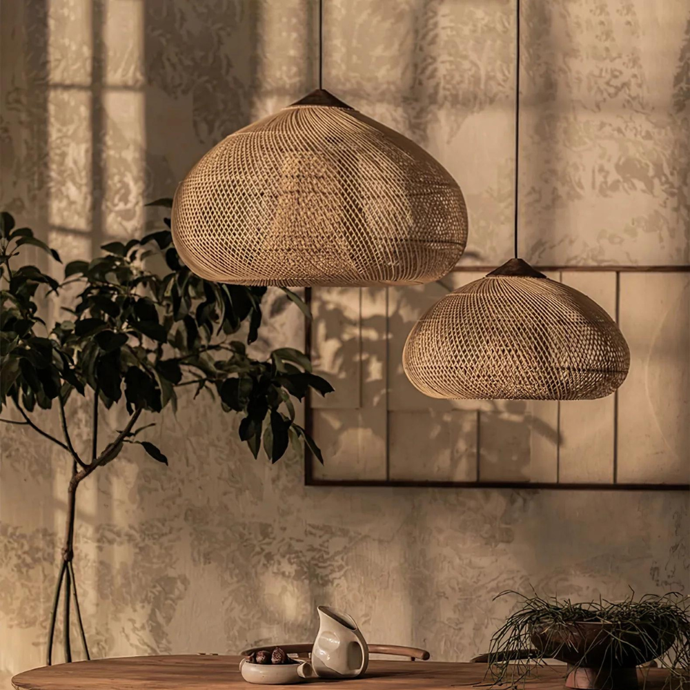 Wisteria Rattan Japandi Pendant Light Fixture | Ravena