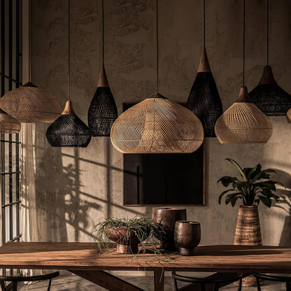 Wisteria Rattan Japandi Pendant Light Fixture | Ravena