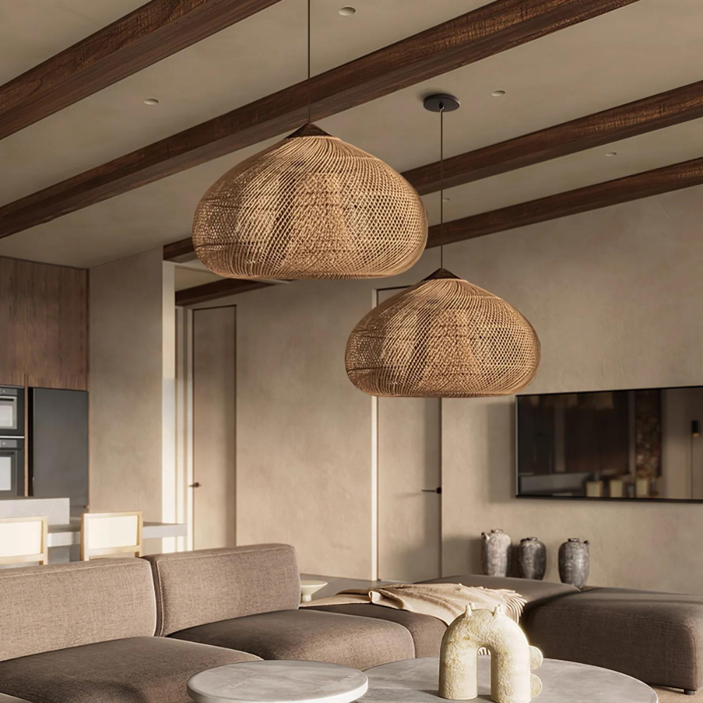 Wisteria Rattan Japandi Pendant Light Fixture | Ravena