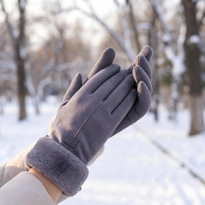 Women Plush Cuff Winter Gloves