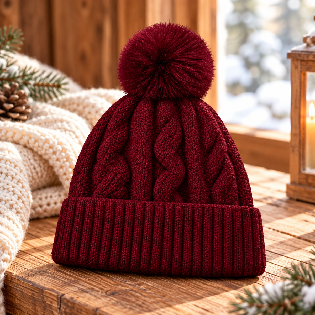 Women's Cable-Knit Winter Beanie