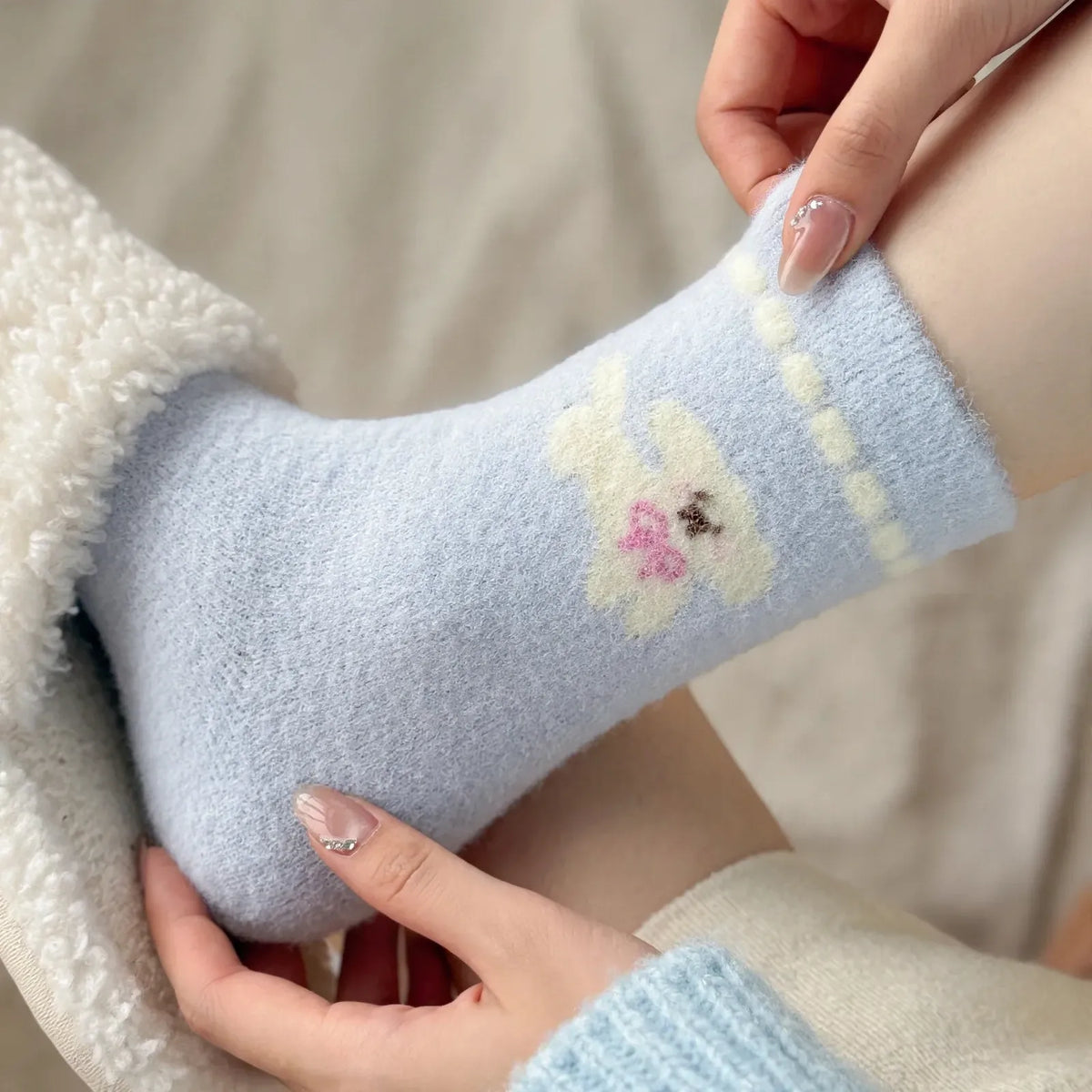 Women's Fuzzy Cartoon Mid-Calf Socks