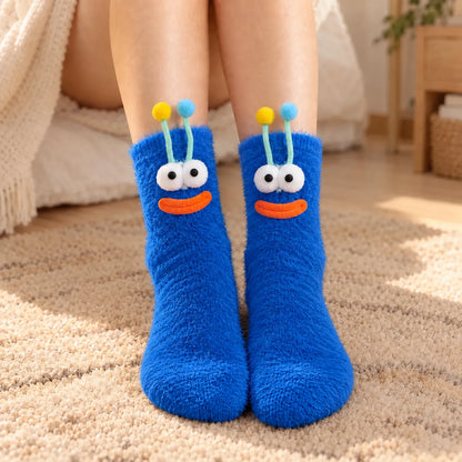 Women's Fuzzy Mid-Tube Monster Socks