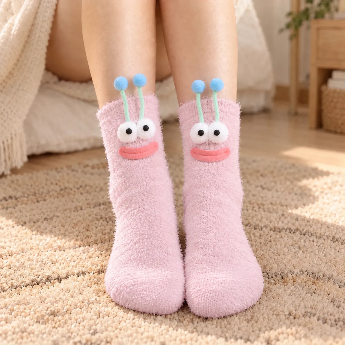Women's Fuzzy Mid-Tube Monster Socks