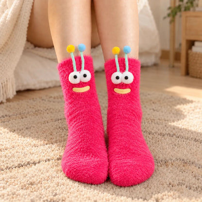 Women's Fuzzy Mid-Tube Monster Socks
