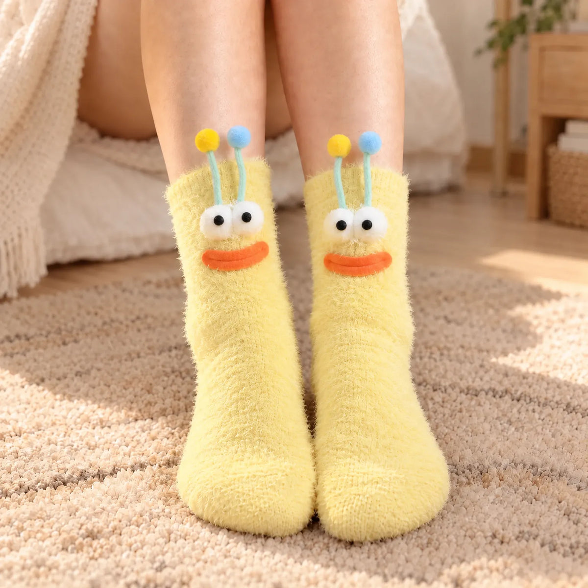 Women's Fuzzy Mid-Tube Monster Socks