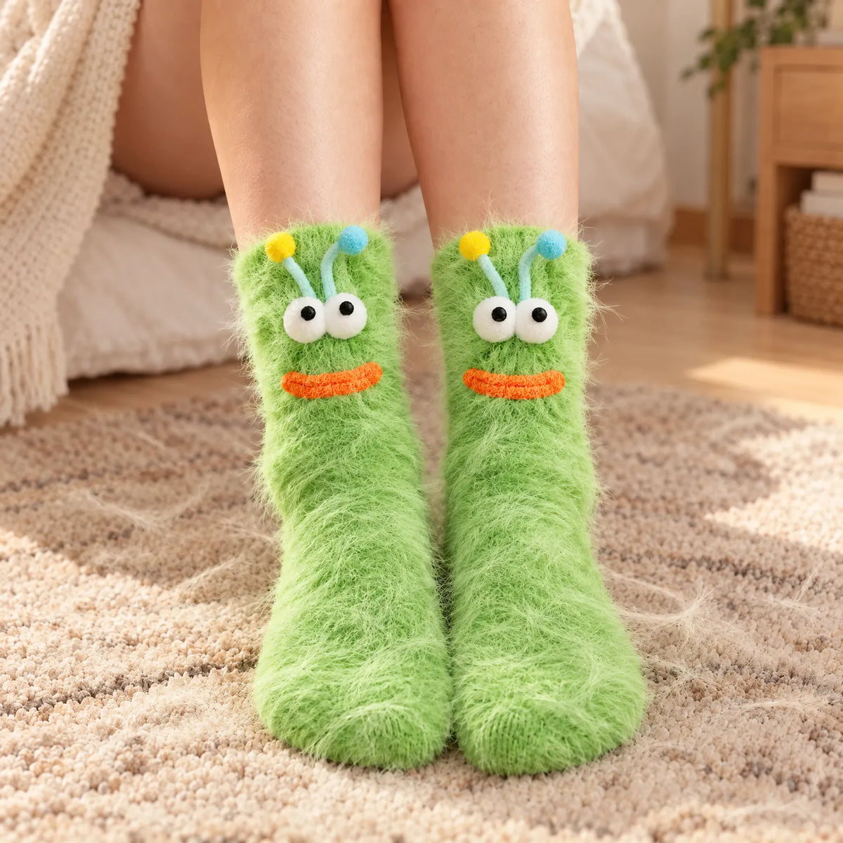 Women's Fuzzy Mid-Tube Monster Socks