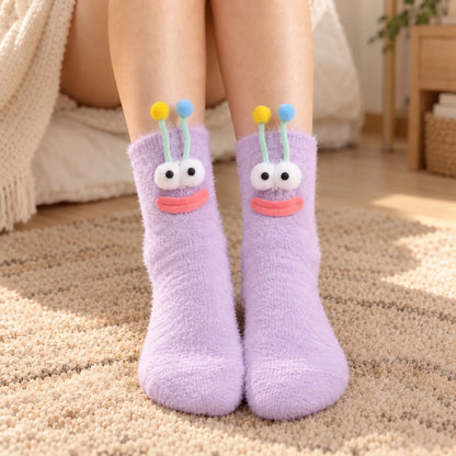 Women's Fuzzy Mid-Tube Monster Socks