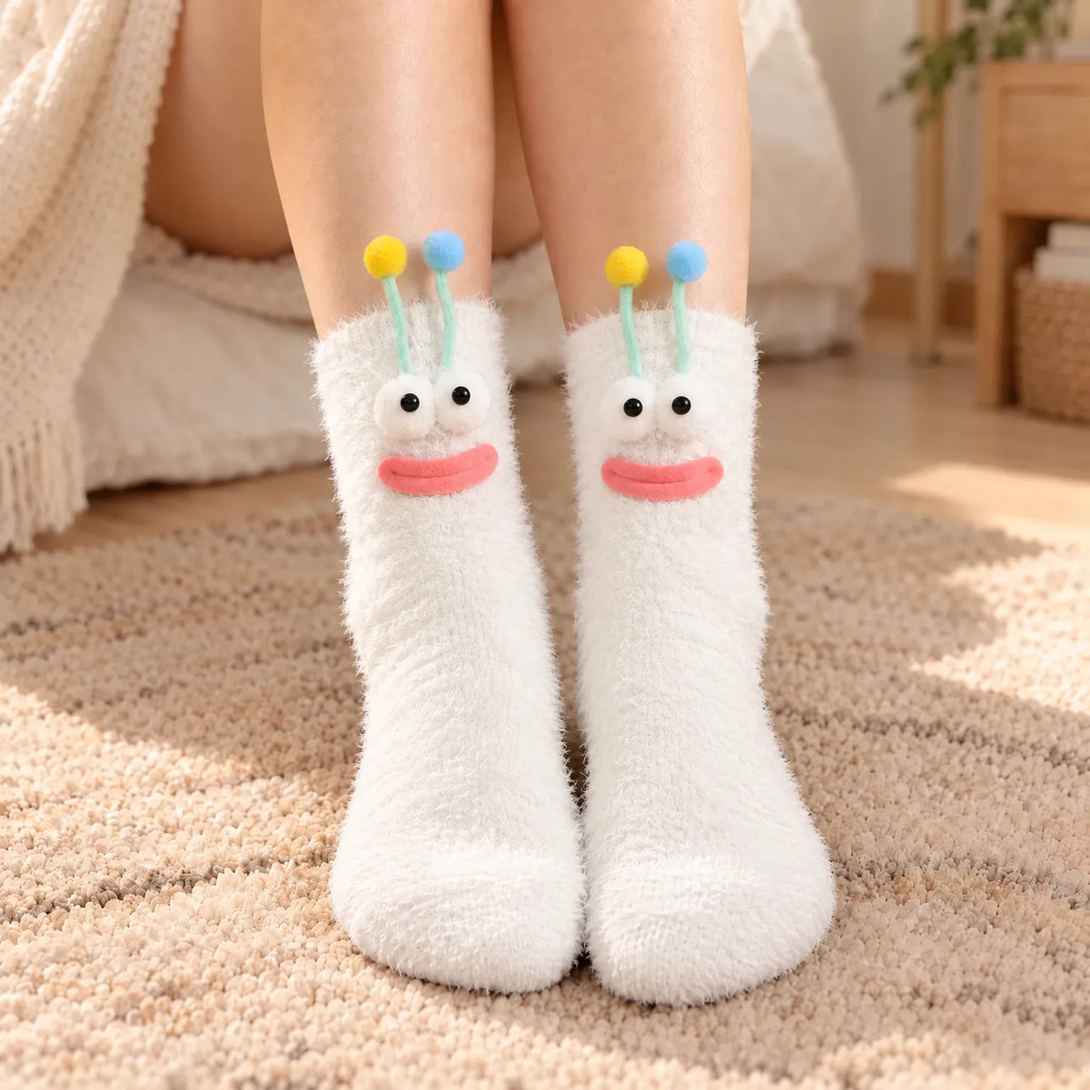 Women's Fuzzy Mid-Tube Monster Socks