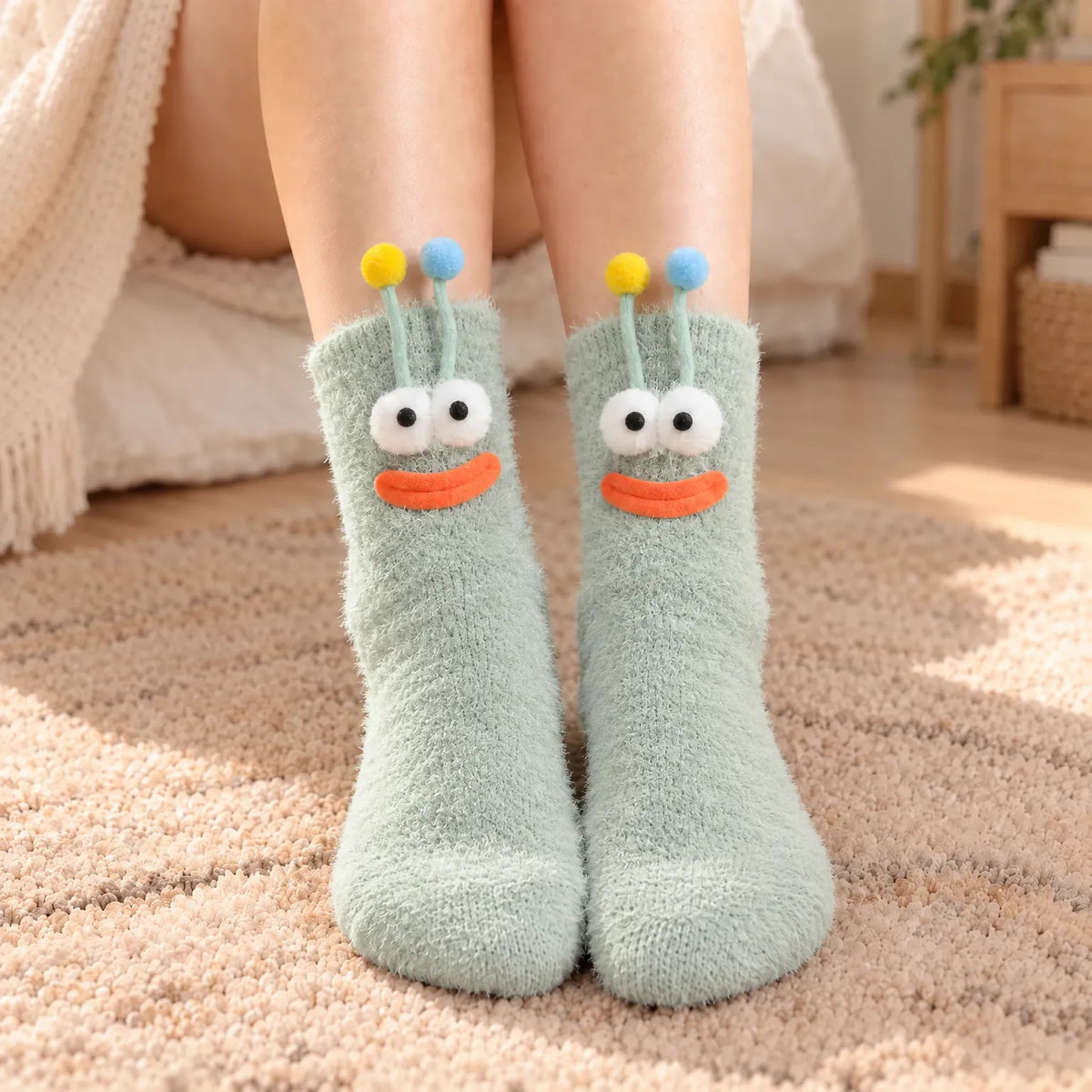 Women's Fuzzy Mid-Tube Monster Socks