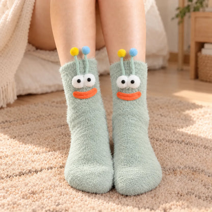 Women's Fuzzy Mid-Tube Monster Socks
