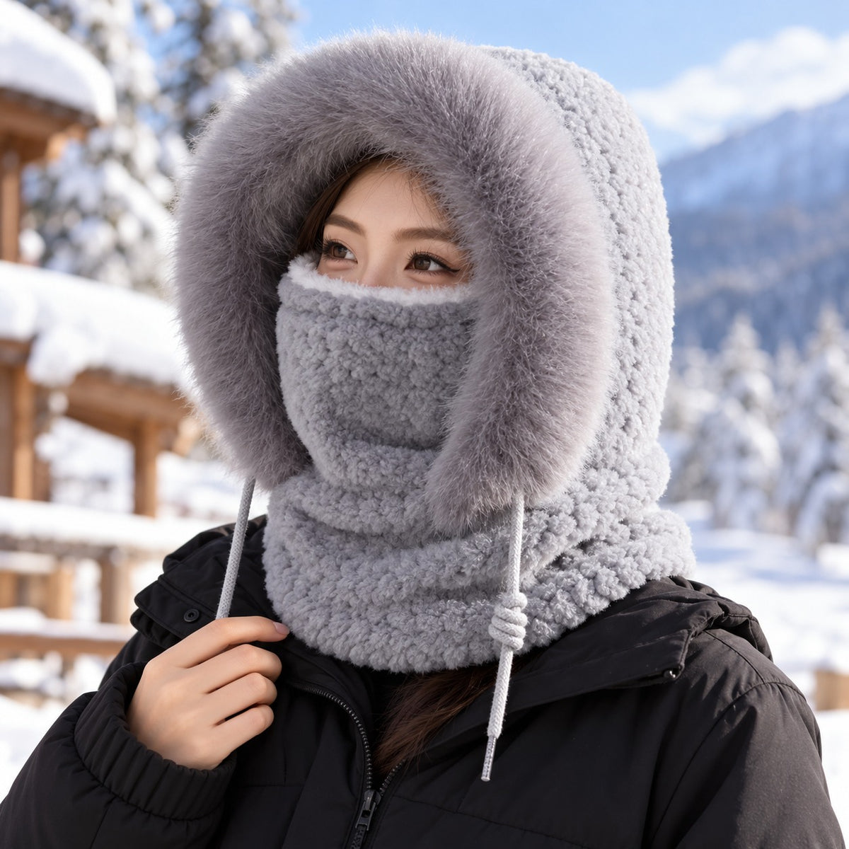 Women's Integrated Winter Balaclava Hat