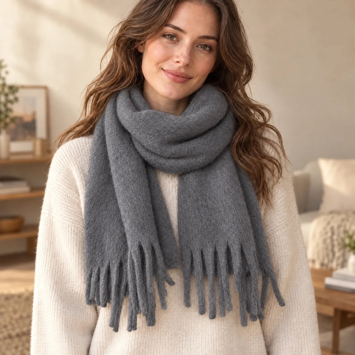 Women's Long Fuzzy Winter Scarf
