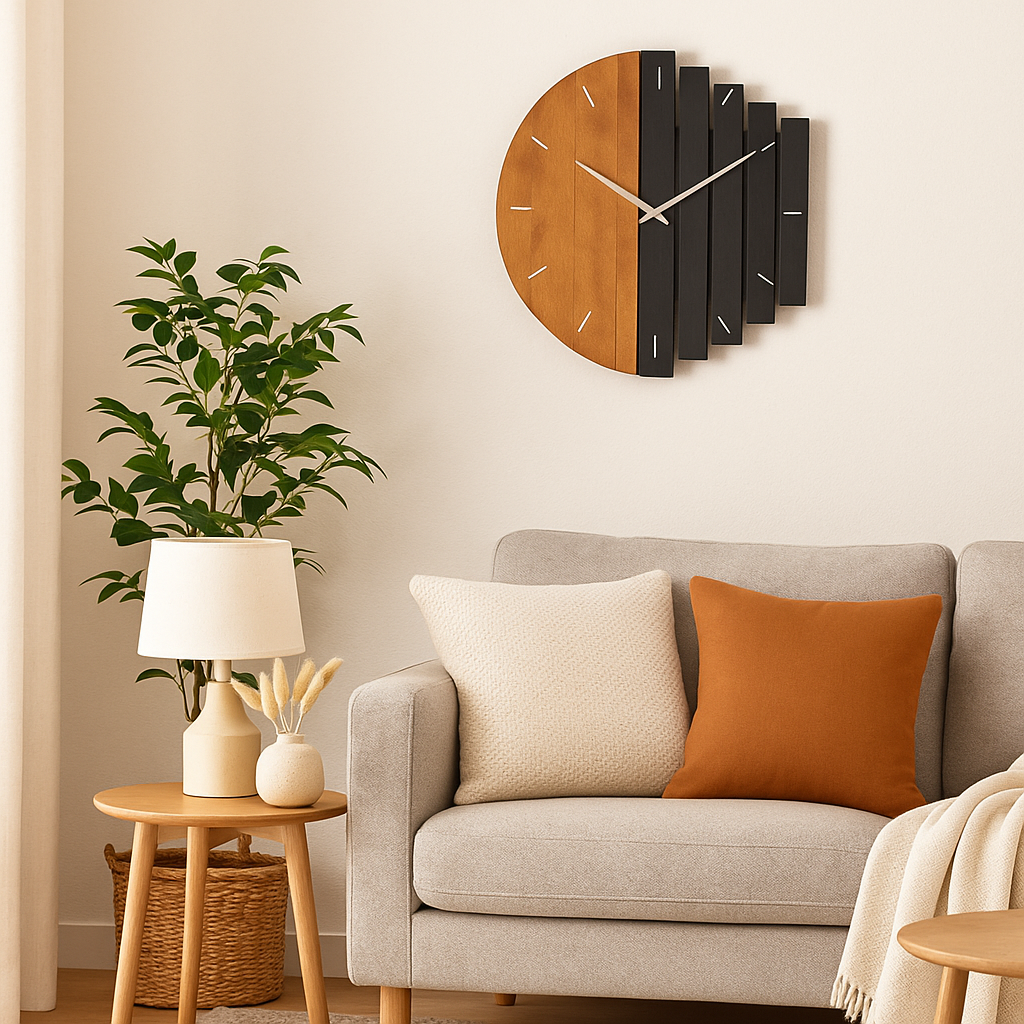 Wood 3D Design Rustic Silent Quartz Wall Clock | Bramyn