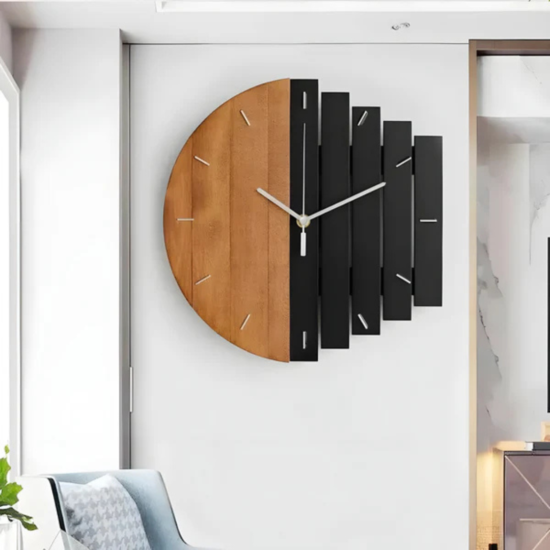 Wood 3D Design Rustic Silent Quartz Wall Clock | Bramyn
