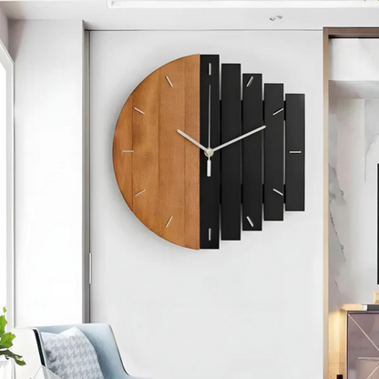 Wood 3D Design Rustic Silent Quartz Wall Clock | Bramyn