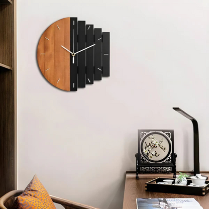 Wood 3D Design Rustic Silent Quartz Wall Clock | Bramyn