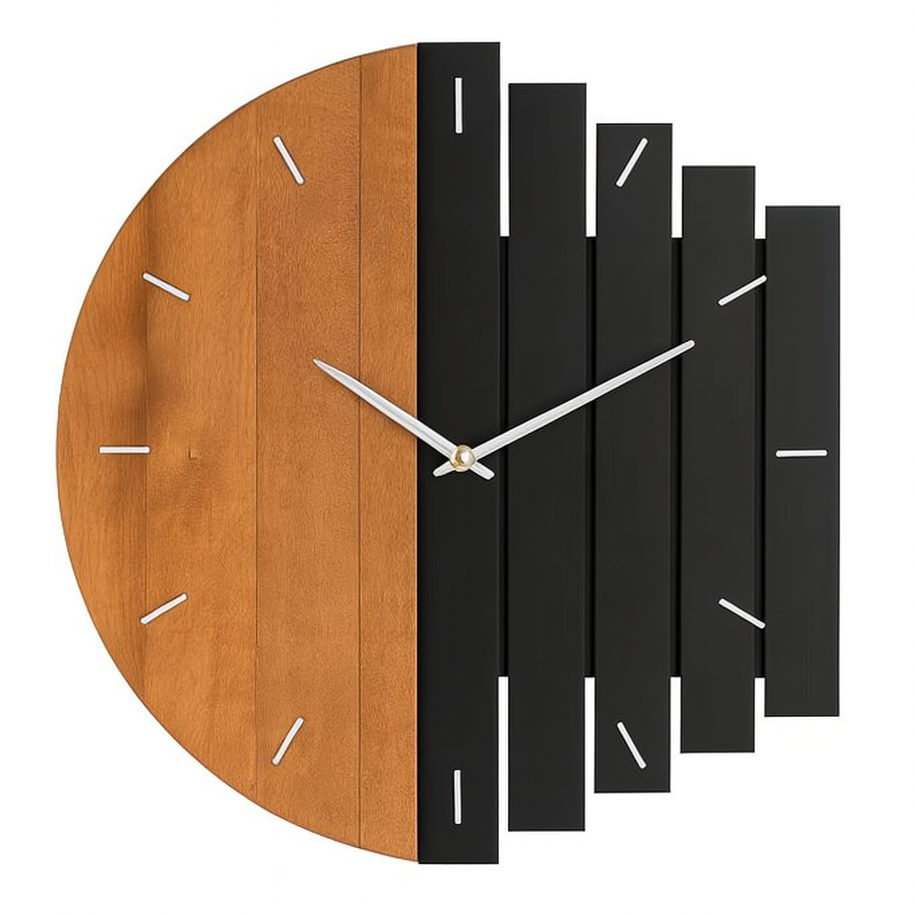 Wood 3D Design Rustic Silent Quartz Wall Clock | Bramyn