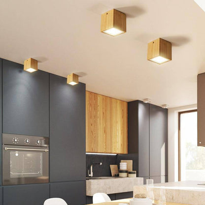 Wood Cube Ceiling Light Scandinavian Style | Luvoria