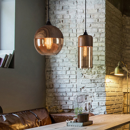 Wood Glass Nordic Pendant Light Fixture | Brandel