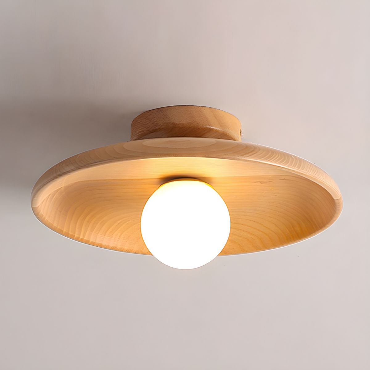 Wood Globe Flush Mount Ceiling Light Nordic Style | Lurvane